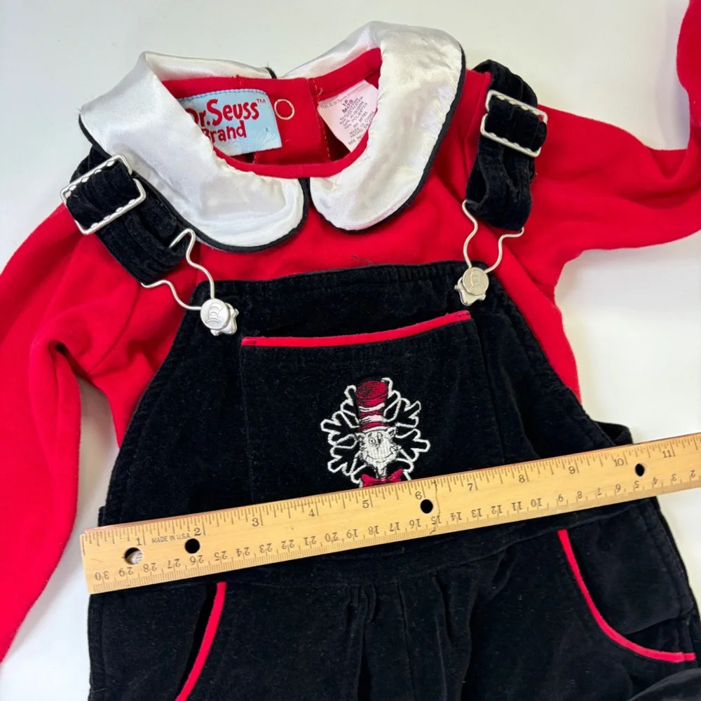 RARE Dr Seuss Brand Velvet Velour Snowflake Overalls Peter Pan Collar‎ Top 18M